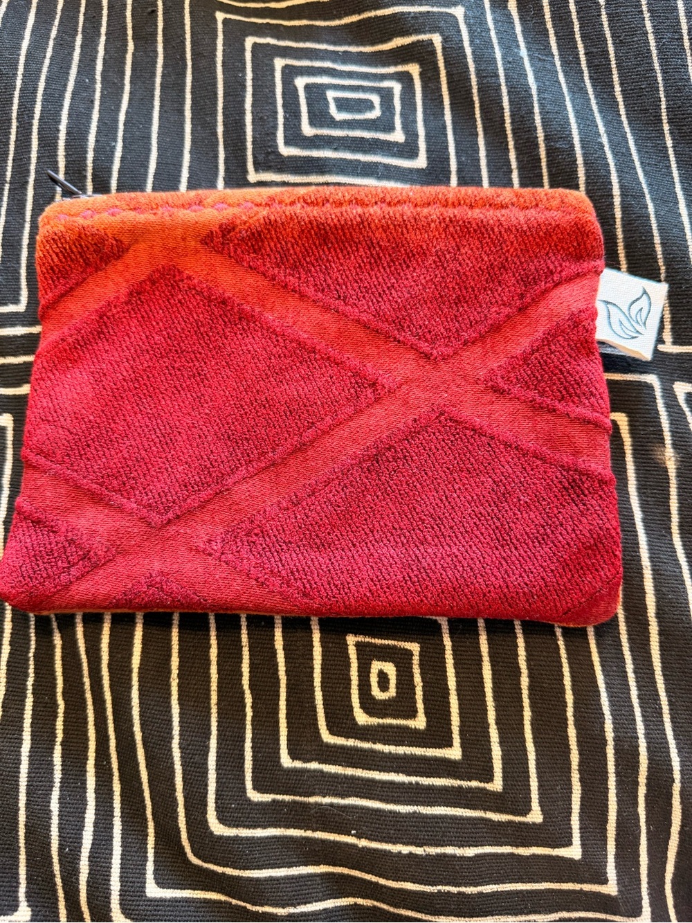 Red Textured Small Home Accent Pouch - Plush Fabric